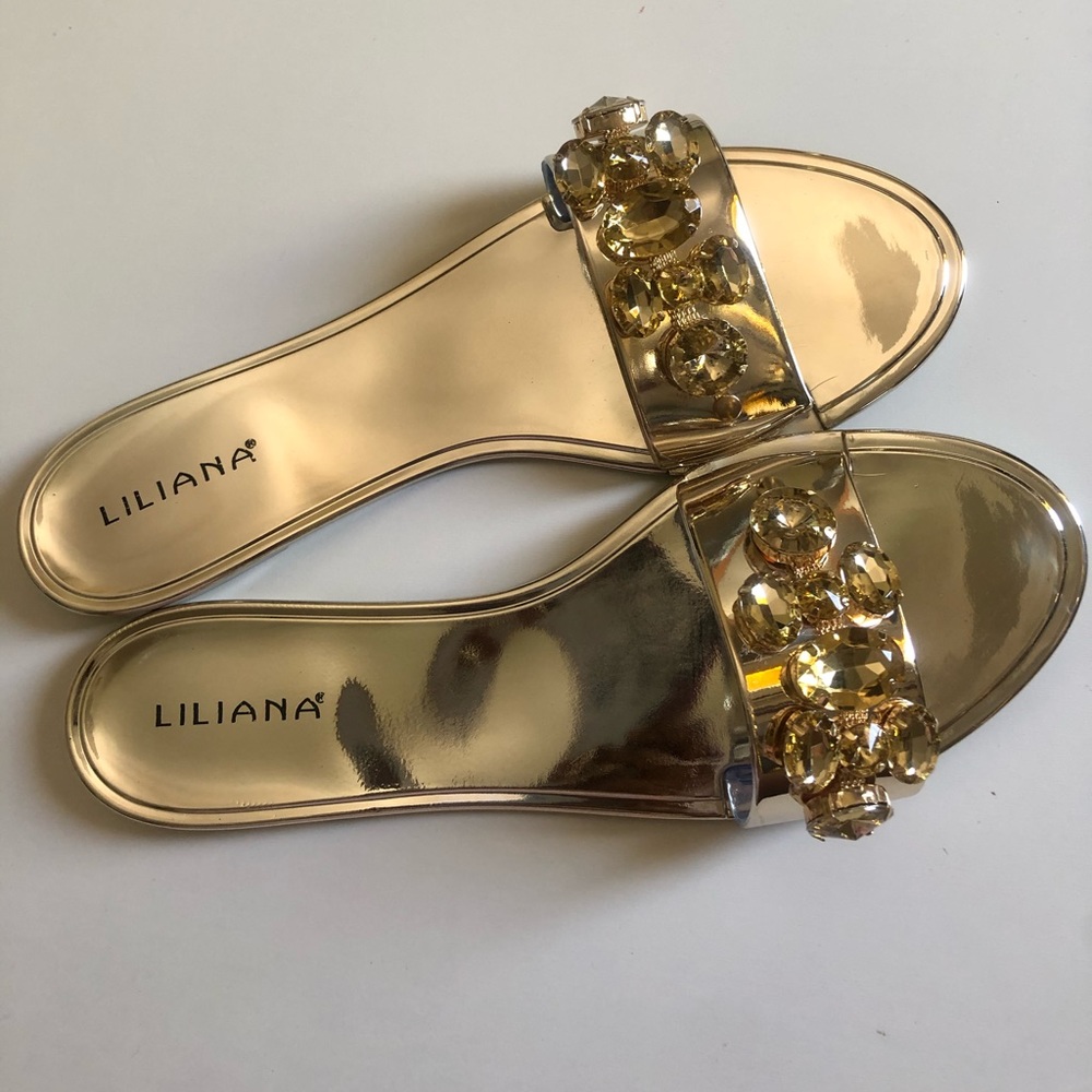 Brand new gold crystal sandals